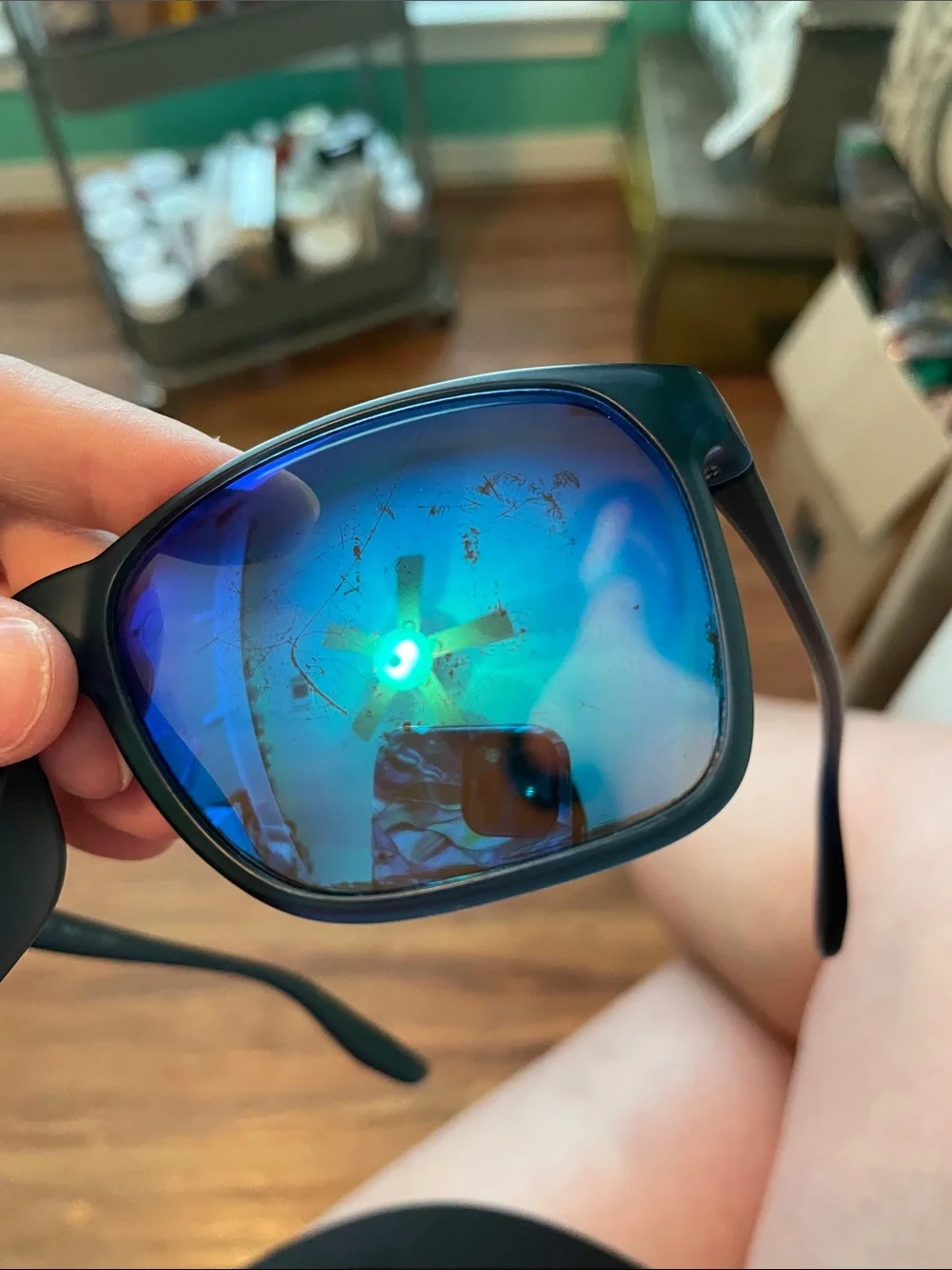 Maui Jim Black Frame Sunglasses with Blue Purple Mirrored Lenses